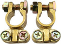 Brass Battery Terminals Connectors Clamp, Ampper Top Post Battery Terminal Protector Set for Vehicle and Boat (1 Pair)