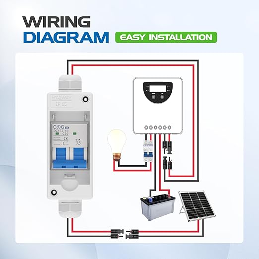Solar Panel Disconnect Switch, CGELE 20 Amp DC 500V Breaker Box PV Disconnect Switch Miniature Circuit Breaker with IP65 Waterproof Box