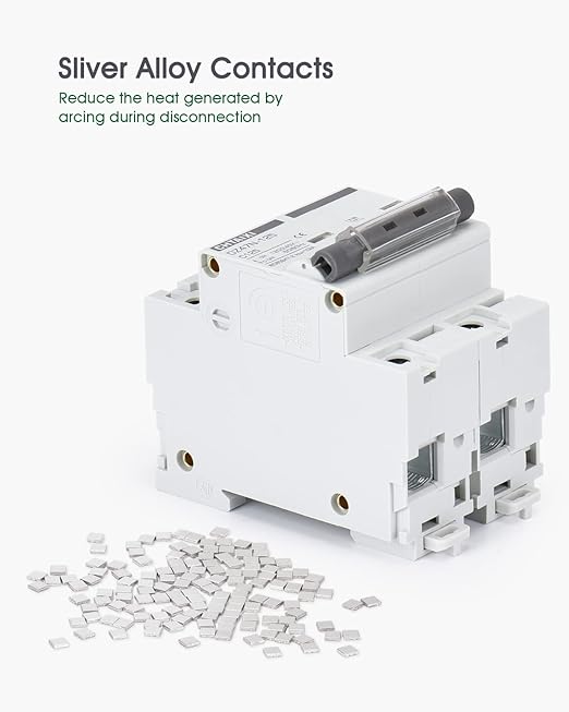 AC Miniature Circuit Breaker, 80 Amp 120V/240V 2 Pole DIN Rail Mount Circuit Breaker, Thermal Magnetic Trip, Solar AC Disconnect Switch MCB 2P C80