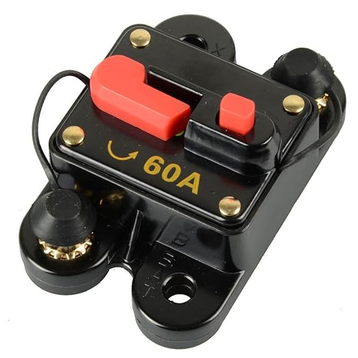 12/24V Circuit Breaker 60A Car Audio Fuse Holder 60 Amp for Trolling Motor Auto Marine Boat ATV RV Stereo Audio Inverter System Protection