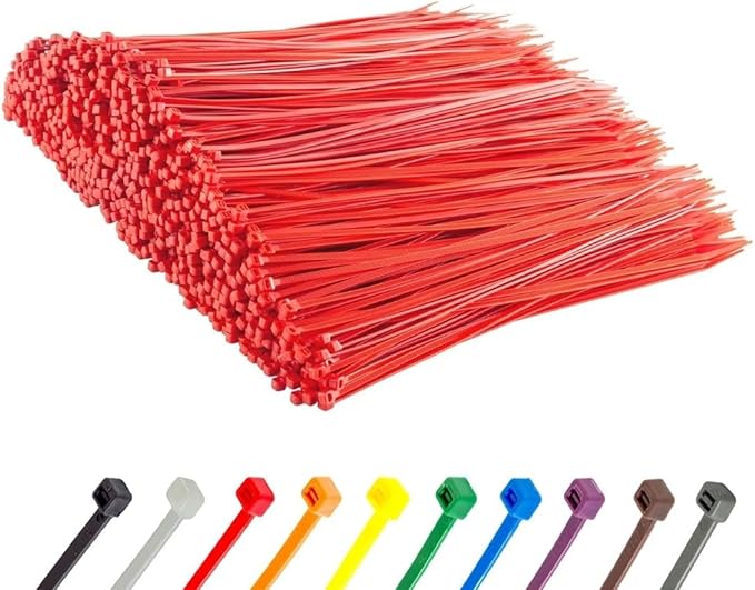 GTSE 12 Inch Red Zip Ties, 10,000 Bulk Pack, 50lb Strength, UV Resistant Long Nylon Cable Ties, Self-Locking 12" Tie Wraps
