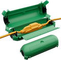 Restmo 2 Pack Mini IP44 Waterproof Outdoor Connection Box with Lockable Latches and Mounting Holes, Weatherproof Extension Cord Safety Cover for Outdoor Plugs, Lights, Cables, Wires, Size Small, Green