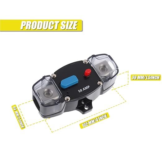 50A 12-48 Volt DC Self Recovery Circuit Breaker with Manual Reset Button for Automotive Rv Marine Boat (50Amp)
