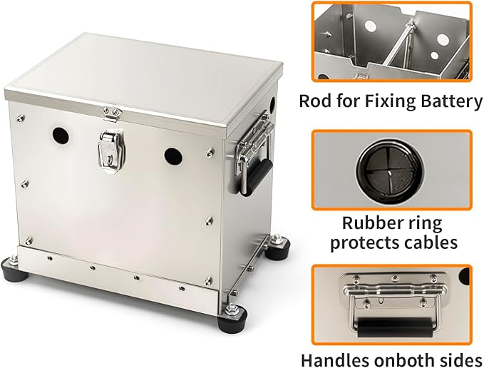 Aluminum Battery Box Relocation Kit Universal RV/Trailer Battery Box Outdoor With Waterproof Cover(Group 24)