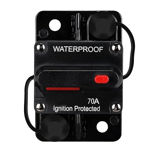 Generic Waterproof Circuit Breaker,Fuse Holder,Audio Circuit Breaker,with Manual Reset,12V-48V DC,30A-300A,for Automotive Marine Boat Audio System Current Overload Protection