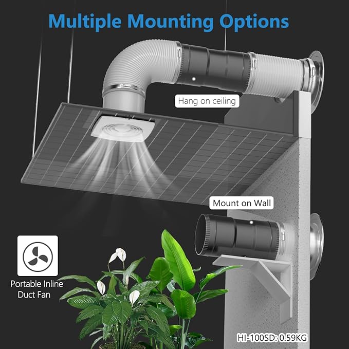 Hon&Guan 6 Inch Inline Duct Fan with Upgrade Controller - 345 CFM Airflow with 19.2W Ultra-Low Power and Low Noise