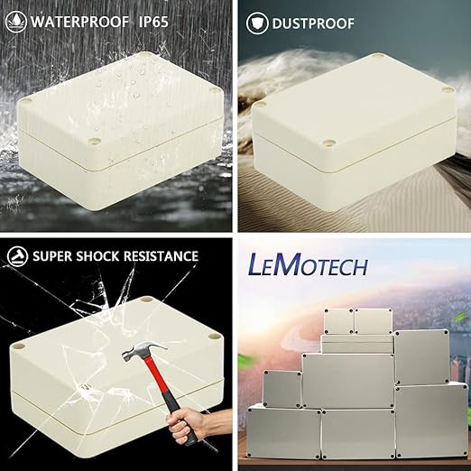 LeMotech Waterproof Dustproof IP65 ABS Plastic Junction Box Universal Electric Project Enclosure Pale Gray 3.3 x 2.3 x 1.3 inch (83 x 58 x 33 mm)