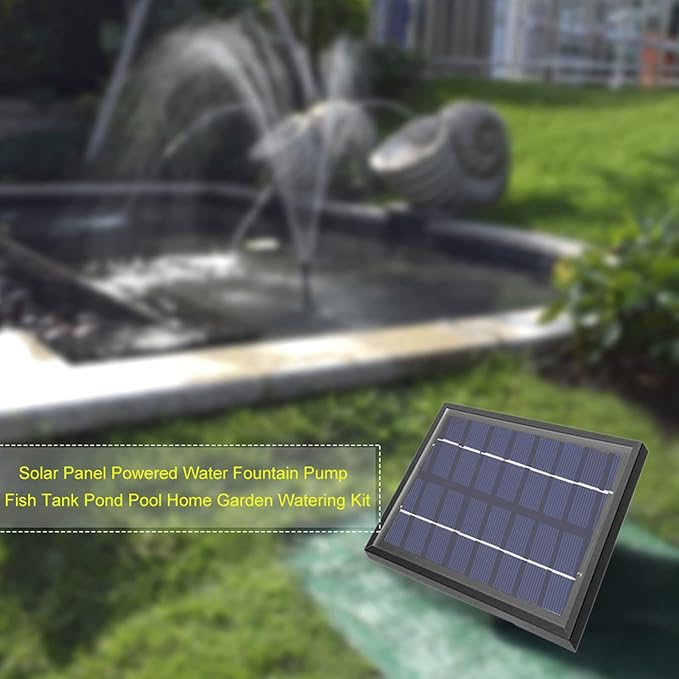 Solar Fountain Pump, Solar Powered Water Fountain Separate Panel Kit DIY Small Fountain Pond Pump Kit with Nozzles for Bird Bath Outdoor Garden Patio Backyard Pool Aquarium Fish Tank 1.8W