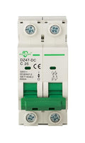 DC Miniature Circuit Breaker, 2 Pole 25 Amp, 250V-500VDC, 6kA Din Rail Mount Breaker with Thermal Magnetic Trip, DZ47-63 C25 2P, DC Solar MCB