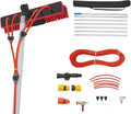 Solar Panel Cleaning Brush & Squeegee Kit, 22.97ft Long Reach Extendable Water Fed Pole Kit, Water Fed Window Cleaner Tool with 14" Brush, for Window Outdoor Roof Cleaner Kit (22.97FT Long)