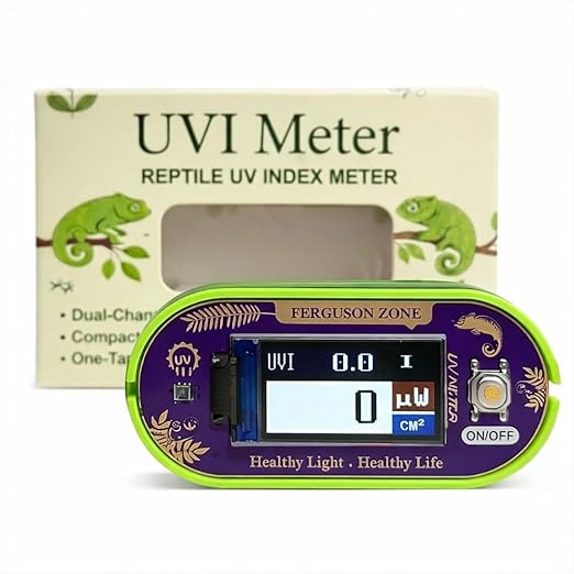 Reptile UVI Light Meter – Portable UV Index Reader for Basking Spot Monitoring – Helps Reptile Owners Know When to Replace UV Lamps – for Bearded Dragon, Chameleon & Gecko – Battery Included