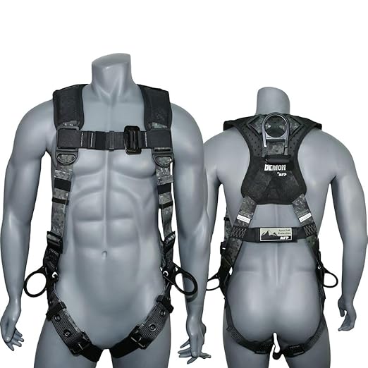 AFP Digital Camouflage Universal Fall Protection Ergonomic Comfort Safety Harness, Soft Pressure-Relieving Perforated Breathable Padded Foam Shoulder, 3 D-Rings, Tongue Buckle, Mating Buckle