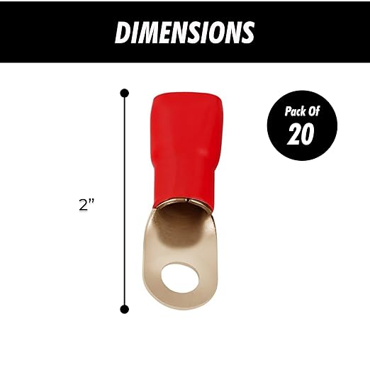 InstallGear 1/0 Ring Terminal Connectors - 1/0 Gauge AWG Tinned Pure Copper Lugs with Heat Shrink (20Pack-10 Positive/10 Negative) Electrical Connectors, Heat Shrink Wire Connectors for 1/0 Gauge Wire