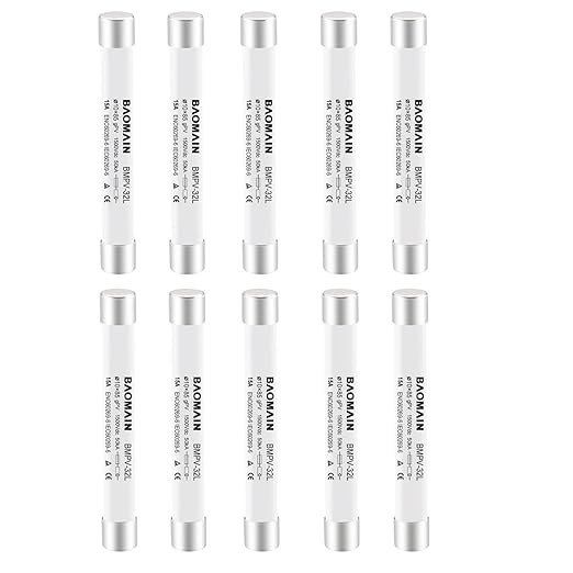 Baomain 10-Pack gPV Solar PV Fuse 15A 1500V DC, 10x85mm, 50kA Breaking Capacity, CE Listed for Photovoltaic Systems, Combiner Boxes (15 Amp.)