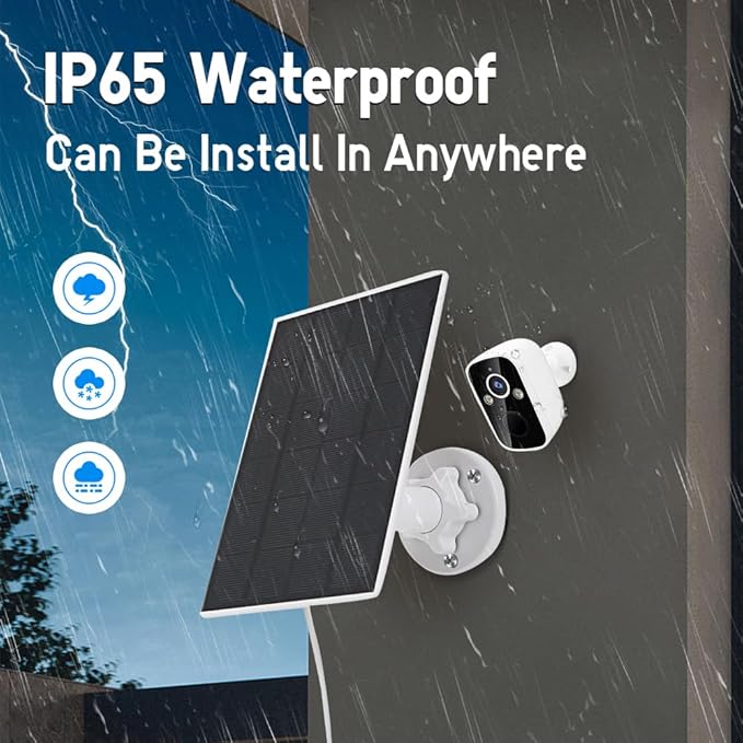 5W Solar Panel, IP 65 Waterproof 5V Micro USB Port for Security Cameras Wireless Outdoor, Compatible with Rechargeable Battery Security Camera