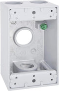 SIGMA ENGINEERED SOLUTIONS 14251WH Metal Electrical Outlet Box, Weatherproof, Easy Mount Plug and Receptacle Protector, White, (4) 1/2-Inch Holes, 1 Gang Deep Box
