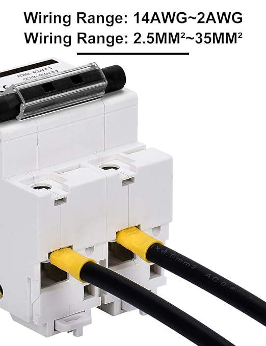 DIHOOL Solar Disconnect Switch, 100 Amp 2 Pole, DIN Rail Mount, Non Polarized, 12V 24V 48V 400V, AC/DC Circuit Breaker, RV Battery Isolator, PV Array MCB, Thermal Magnetic Trip