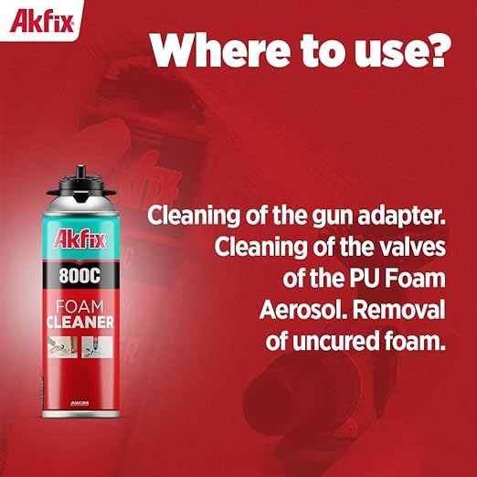 Akfix 800C Gun Cleaner (12x12.3 oz.) – Solvent-Based Spray for Removing Uncured Polyurethane Foam, Cleans Valves & Adapters, Prevents Clogging, Maintains Tool Performance | 12.3 oz. 12 Pack
