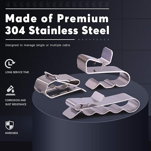 60 Pieces Stainless Steel Cable Clips kit with 34 mm 23mm 14mm Wiring Frame Clip PV Module Wire Management for Solar Application Trailer Boat Auto
