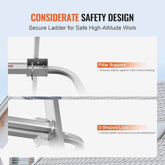VEVOR Ladder Stabilizer, Extension Ladder Standoff, Heavy Duty Wing Span/Wall Ladder Accessories for Roof Gutter, Easy to Use & Wide Adaptability & Anti-Slip Rubber Feet, 330 lbs Weight Rating