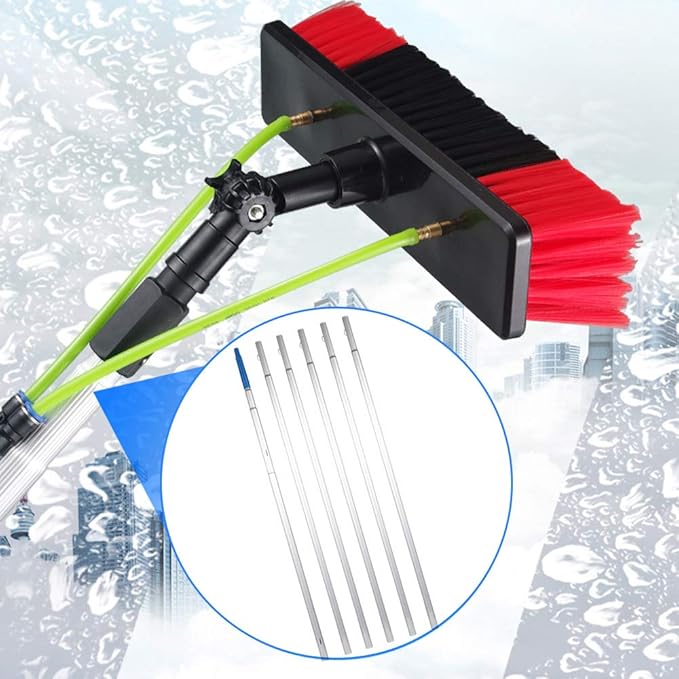 DYRABREST 26FT Water Fed Pole Kit Water Fed Brush Aluminum Outdoor Window Cleaner Solar Panel Cleaning System Washing Equipment Tool with 20m Hose