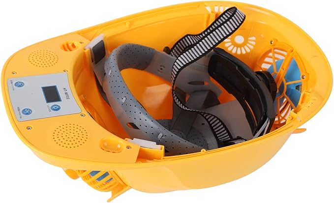 Solar Powered Hard Hat Ventilation Dual Fans and LED Light for Construction Safety | 5-Speed Cooling | ABS Safety Helmet