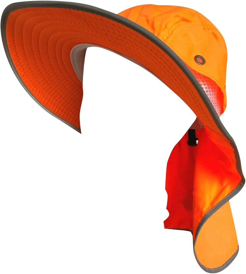 Men High Visibility Sun Hat with Neck Flap Wide Brim Boonie Hat Bucket Cap Packable Adjustable