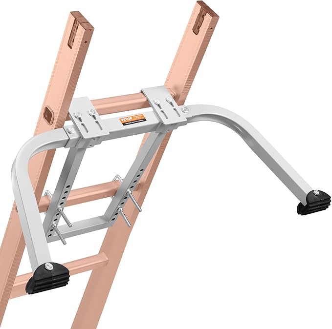 VEVOR Ladder Stabilizer, Heavy Duty Steel Ladder Roof Hook, Ladder Stabilizer with Wing Span/Wall Extension Accessory, Stable Ladder Standoff Arms for Roof Gutter with Anti-Slip Rubber Feet