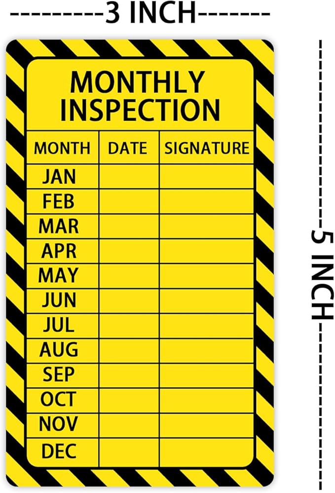 50pcs Monthly Inspection Stickers | 3x5 Inch Durable Weatherproof Labels | Equipment Safety Tags for Facility, Machinery, and Fire Extinguisher Maintenance