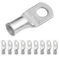 SELTERM 10pcs 4 AWG-5/16" Stud (Wide Pad) Tinned Copper Wire Lugs, Heavy Duty Battery Cable Ends,4 Guage Ring Terminals, UL Battery Lugs Marine Grade Copper Eyelets Battery Terminal Connectors
