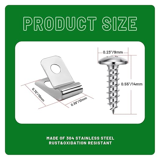 Fence Wire Clamps Agricultural Fencing Mounting Clips, Stainless Steel Wire Clips with Screws Vinyl Fence Clips for Christmas Tree Wire Clamps Welded Wire to Wood, Metal or Vinyl Fence(500)
