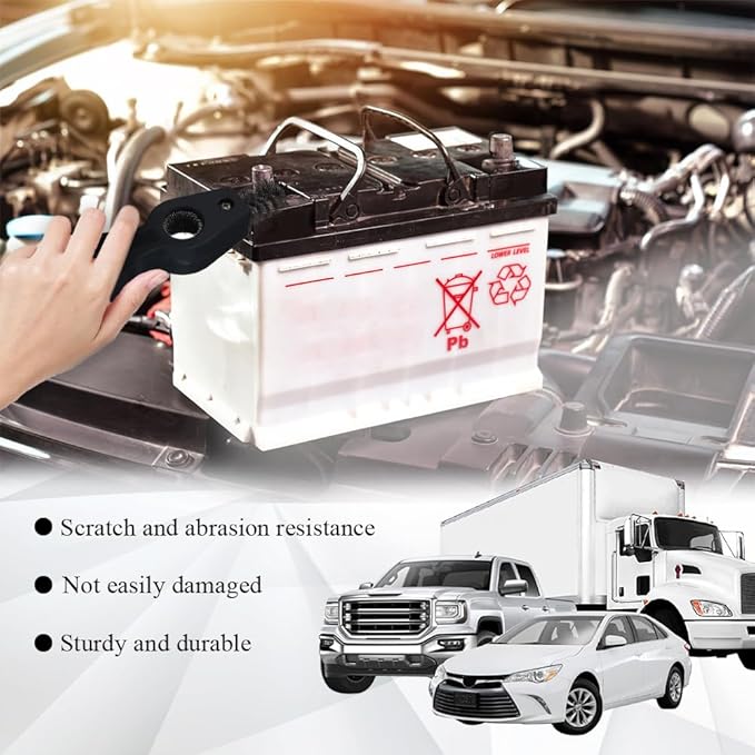 4 in 1 Car Battery Cleaning Brush, Car Battery Terminal Cleaner, Anti-Rust Auto Battery Cleaner with Steel Wire, Battery Cleaner Tool Car Accessories for Cleaning Auto Battery Post (Black)