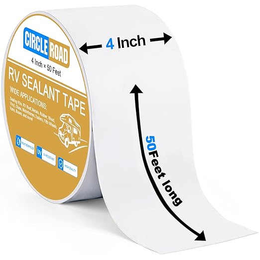 RV Roof Tape White 2 Pack, 4 Inch X 50 Feet RV Repair Sealant Tape, Stop Camper Roof Leaks, UV-Resistant, Weatherproof and Reliable for Camper, Trailer, Boat (4In-50FT 2Pack)