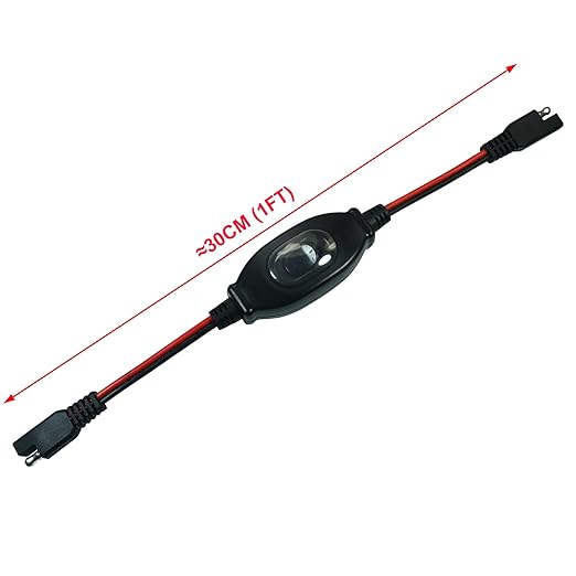 FILSHU SAE Extension Cable 16 AWG Wire Harness 12V-24V DC with ON/OFF Switch Quick Connect/Disconnect Snap Action Cable for Motorcycle,Cars,Camp Trailer Solar Panels(30cm/1ft)