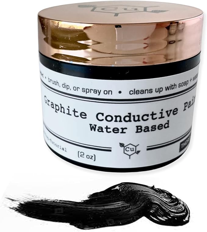 Water Base Conductive Paint for Electroforming | 2oz Jar Graphite Conductive Paint for Electroformed Jewelry | Copper Electroforming Supply