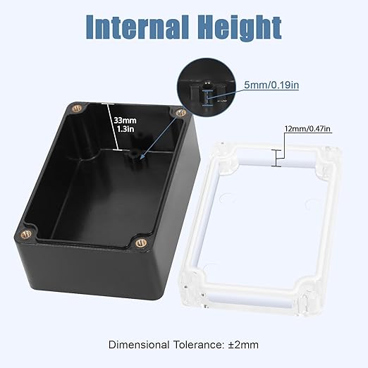 LeMotech Project Box ABS Plastic IP65 Waterproof Dustproof Electrical Junction Box with Clear Cover Outdoor Enclosure for Electronics, Black 3.9"x 2.6"x 1.9"(100x68x50mm)(Pack of 1)