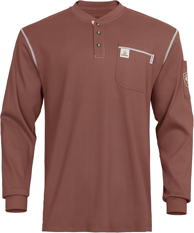 FR Shirts for Men CAT2/HRC2 Flame Resistant Shirts 6.5oz Light Weight Long Sleeve Fire Retardant Shirts