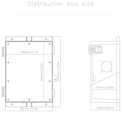Outdoor Electrical Junction Box, Ventilation and Heat Dissipation ABS Plastic Project Enclosure with Internal Mounting Panel 9.2"x 7"x 4.6"