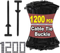 Cable Tie Buckle 1200 PCS (1200 Straps +1200 Buckles)- Nylon Universal Zip Lock pro Cable Ties for Heavy Duty, Self-Locking Zip Ties Holder for Car Daily Repair