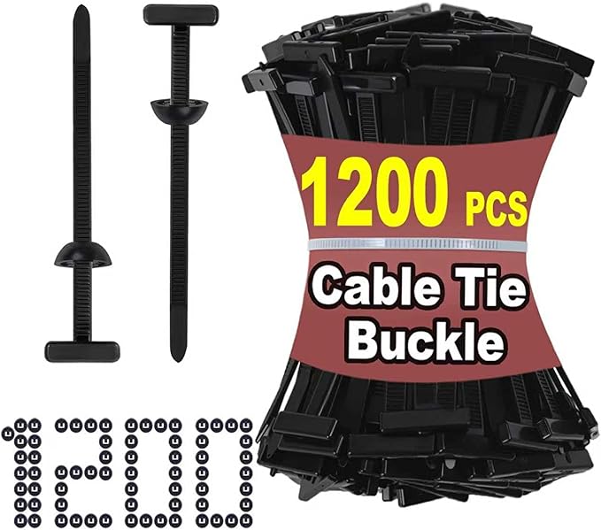 Cable Tie Buckle 1200 PCS (1200 Straps +1200 Buckles)- Nylon Universal Zip Lock pro Cable Ties for Heavy Duty, Self-Locking Zip Ties Holder for Car Daily Repair