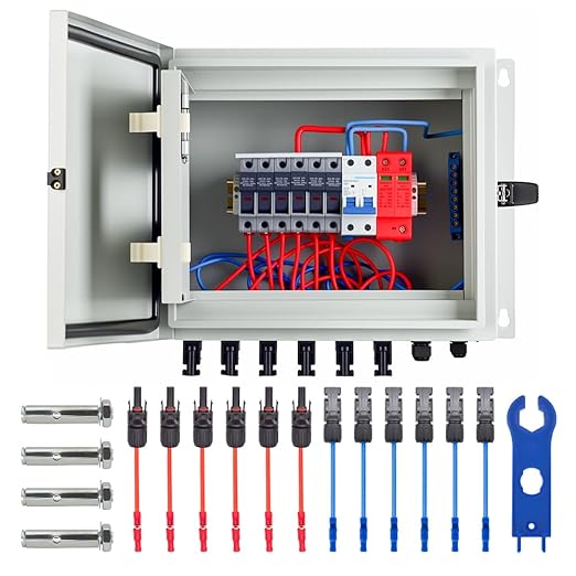 6 String Solar PV mc4 Metel Combiner Box 16A Rated Current Fuse 63A Air Circuit Breaker Out Door IP65 Waterproof (6 String- 16A)