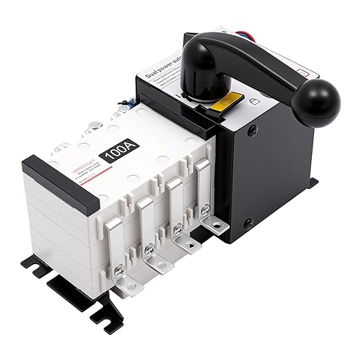 63A 110V Dual Power Automatic Transfer Switch Manual Transfer Switch 50/60Hz Din Rail Mounted Mini ATS 2/3/4P 63/32A for Hone Generator and Backup Power RV (4P 100A)