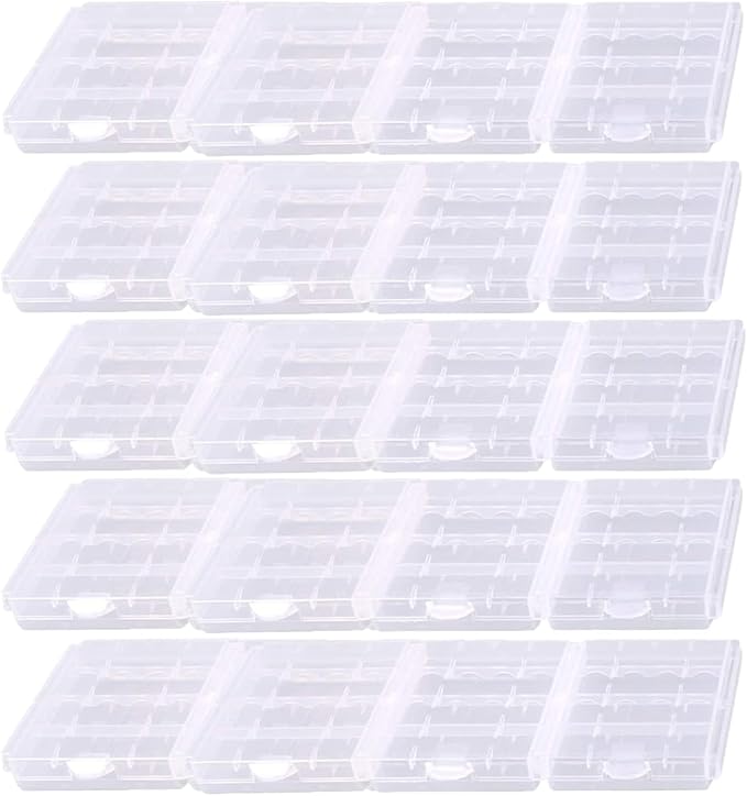 Battery Organizers AA/AAA Battery Containers Holders Compact Portable Storage Cases Insulative Plastic Clear Protective Battery Cases for Travelling/Home/Office/School/Garage(20 PCS)