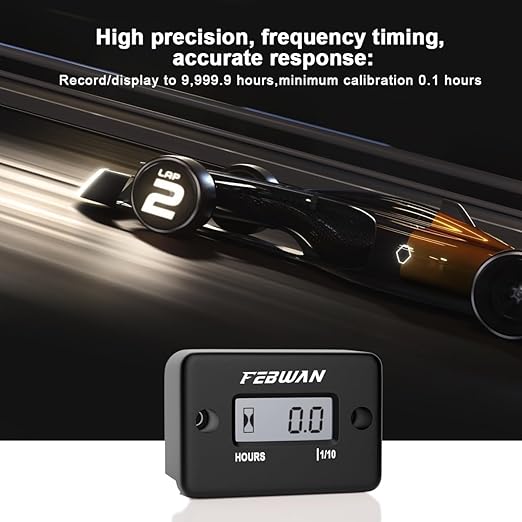 Inductive Hour Meter for Gas Engine Generator Lawn Mower Pressure Washer Marine ATV Boat Outboard Motor Dirt Bike Motorcycle LCD Digital Hour Counter, Waterproof Hr Meters (Black, 2 Pack)