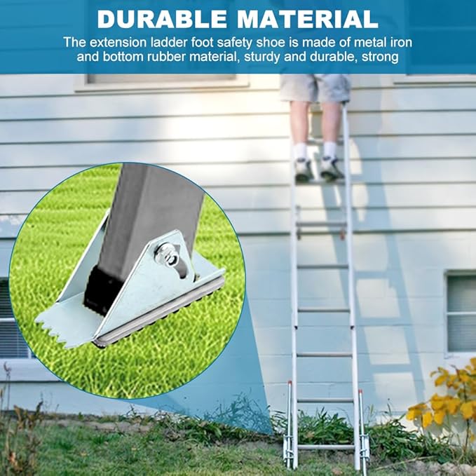 2 Pack Aluminum Anti-Skid Shoe Feet for Extension Ladders Replacement Parts Rubber Padded Feet Ladder Accessories Compatible with Most Ladders Silver Black
