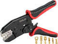HS-03B Crimping Tool for Non-Insulated Open Barrel Terminals AWG 20-10 Ratchet Wire Crimper Tool,Wire Terminal Crimper, 2.8mm 4.8mm 6.3mm Male and Female Spade Connector Terminals Crimper