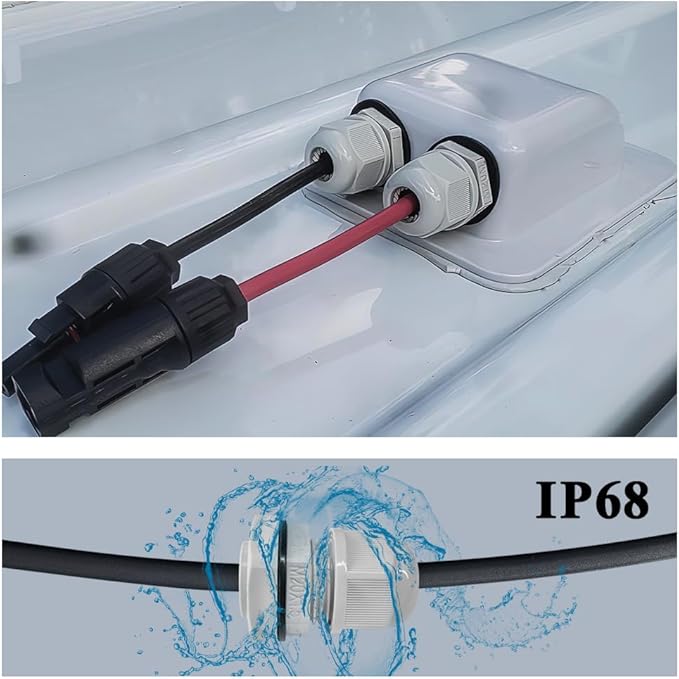 Weatherproof ABS Solar Double Cable Entry Gland for All Cable Types 2mm² to 6mm² for Solar Project on Rv, Campervan, Boat