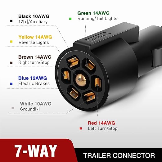 Nilight 7Way 16FT 7 Way Trailer Extension Cord Heavy Duty Plug Inline Cord 16 FT for Truck Camper Blade Molded RV Cable Wire Weatherproof Corrosion Resistant 7 Pin Trailer Plug Wire Harness