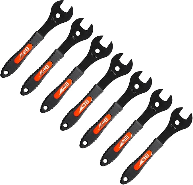 Bike Cone Wrench Set Tool, Bicycle Wheel Hub Axle Nut Install Remover Cycling Spanner Hub Repair Removal Tool Black (Newboy-Wrench13-19mm 7PCS)