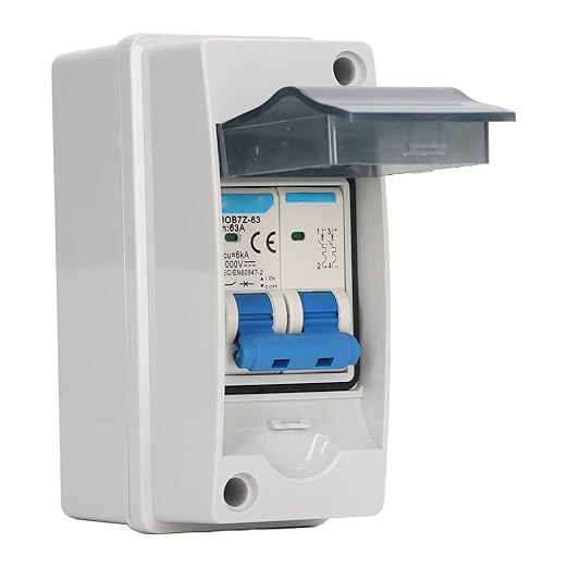 DC Miniature Circuit Breaker with Box, 63A 1000V Solar PV Disconnect Switch with Transparent Cover, IP65 Box Isolator for Solar Panel PV System Plug and Play